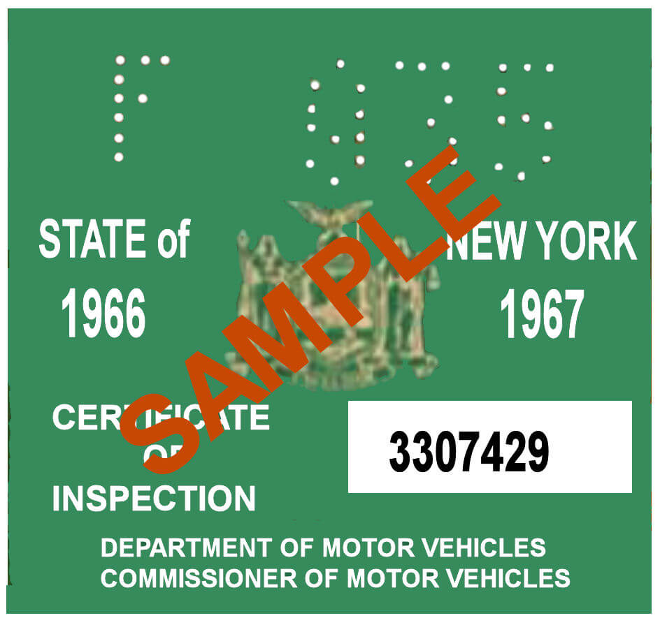 Modal Additional Images for 1966-67 New York INSPECTION Sticker